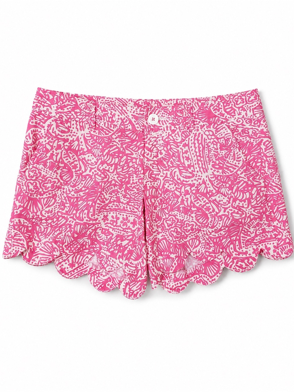 Lilly Pulitzer The Buttercup Shorts Size 2 Pink White Scalloped Shorts